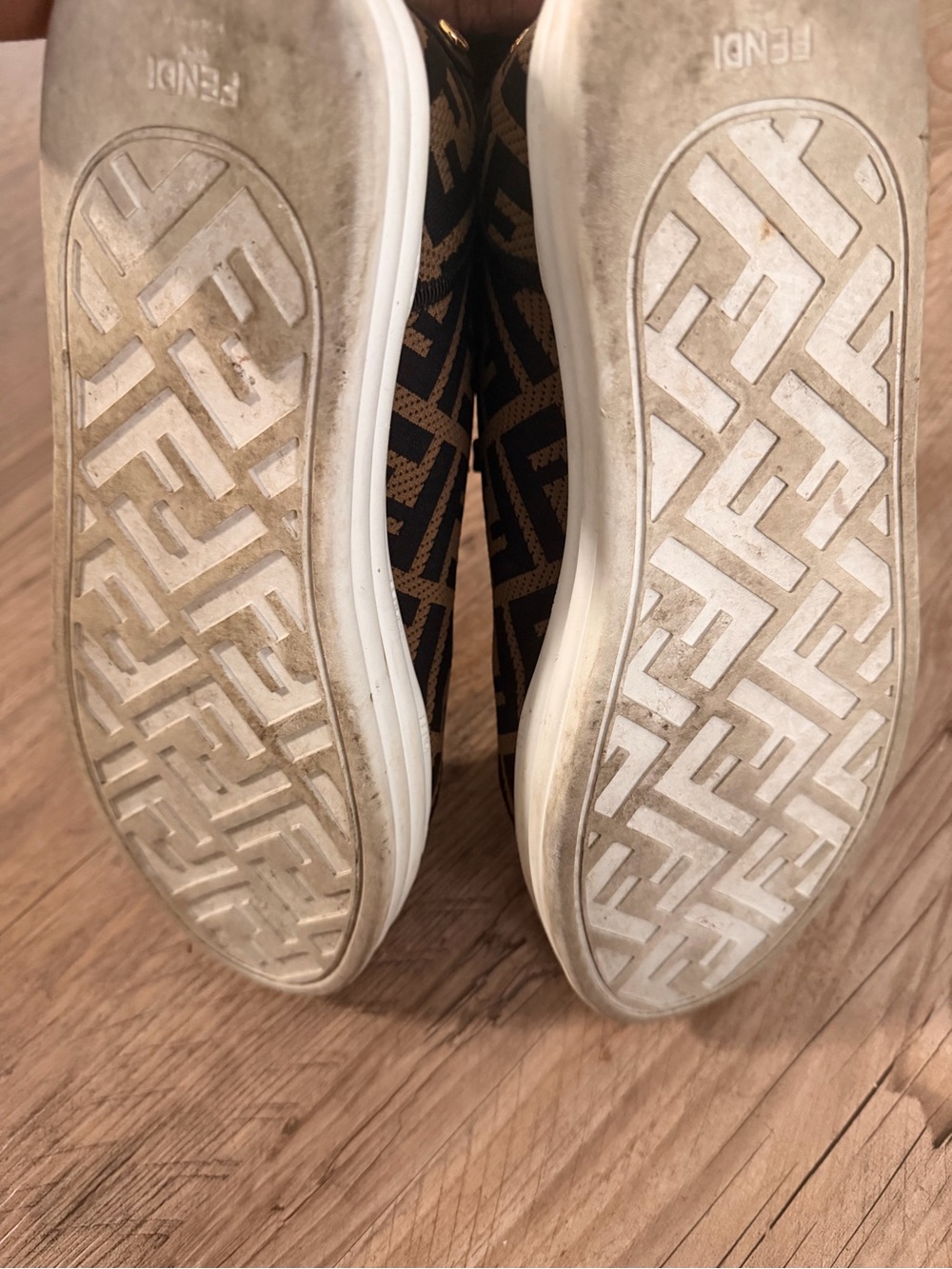 Fendi FF Logo Knit Sneakers | Brown & Black Designer Low Top Shoes | Fendi Roma - Picture 9 of 9